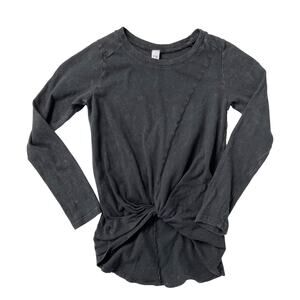 Zella Girls Size XS Long Sleeve T Shirt Gray‎ Tie Knot Waist